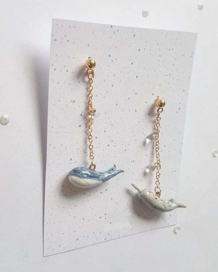 Blue Whale & Narwhal Earrings