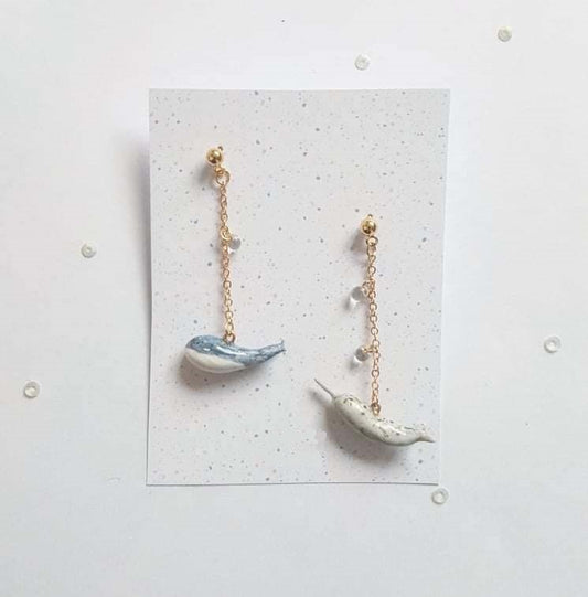 Blue Whale & Narwhal Earrings