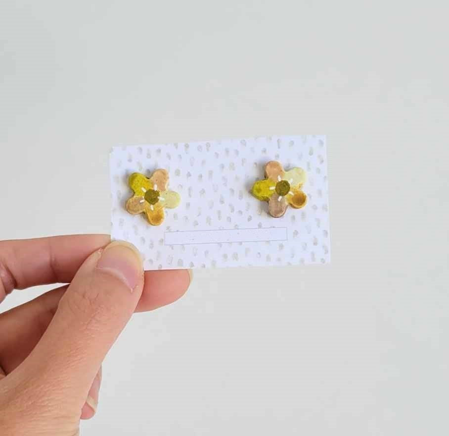 Yellow Flower Studs