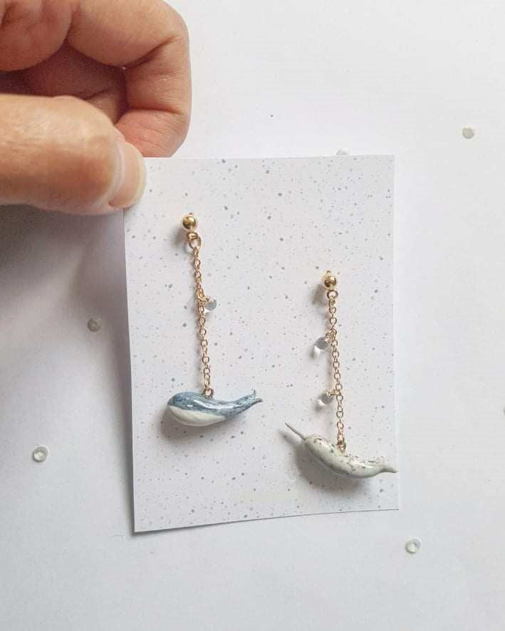 Blue Whale & Narwhal Earrings