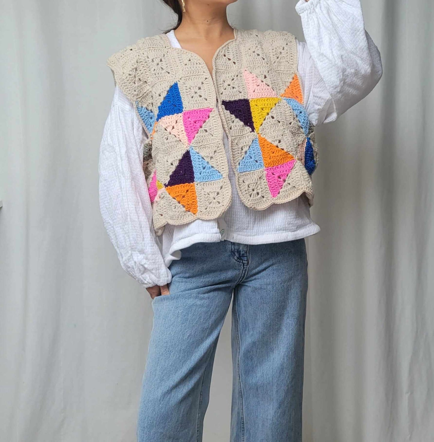 Colorblock Quilted Pattern Gilet