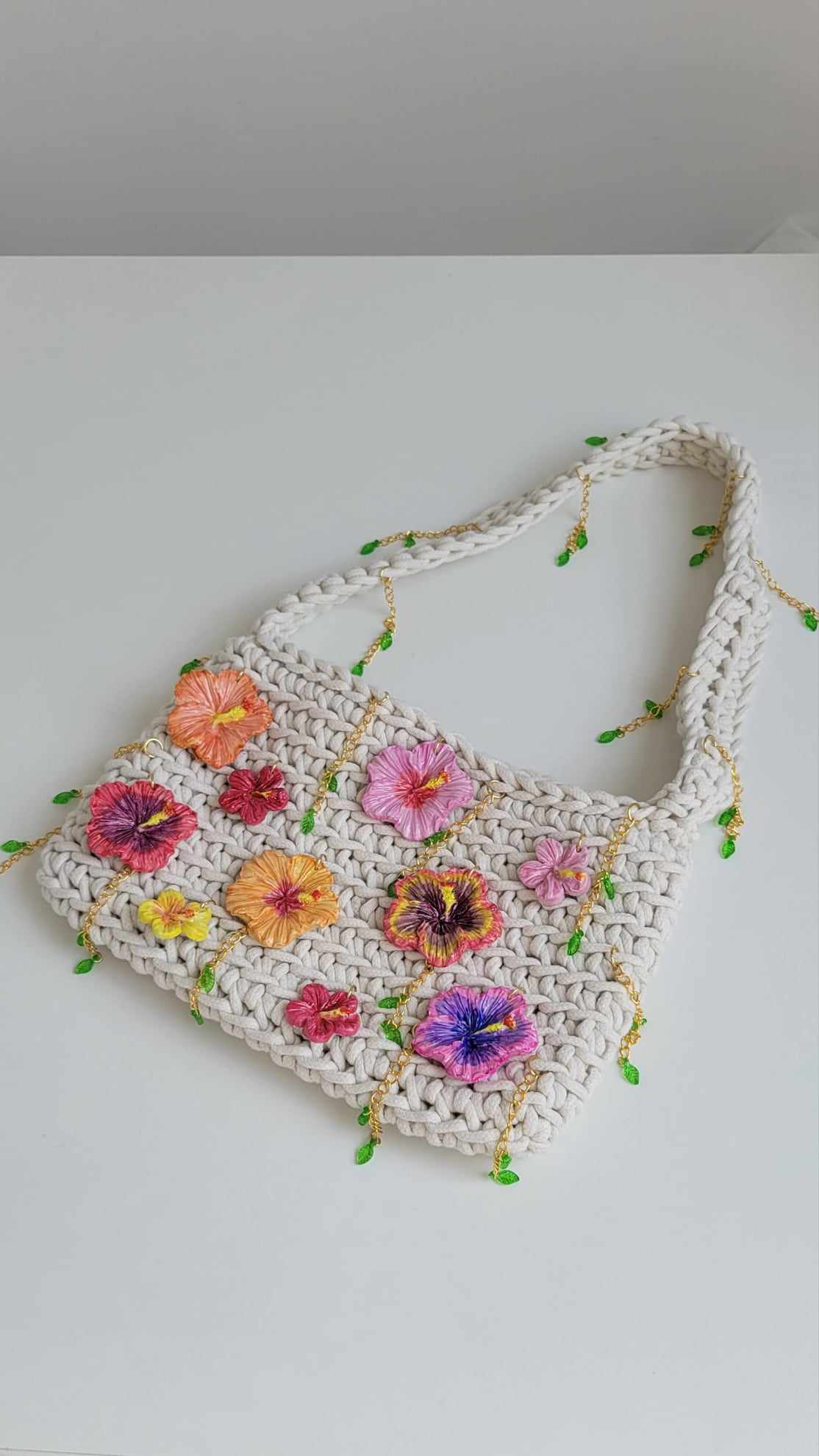 Charms Handpainted Hibiscus Bag