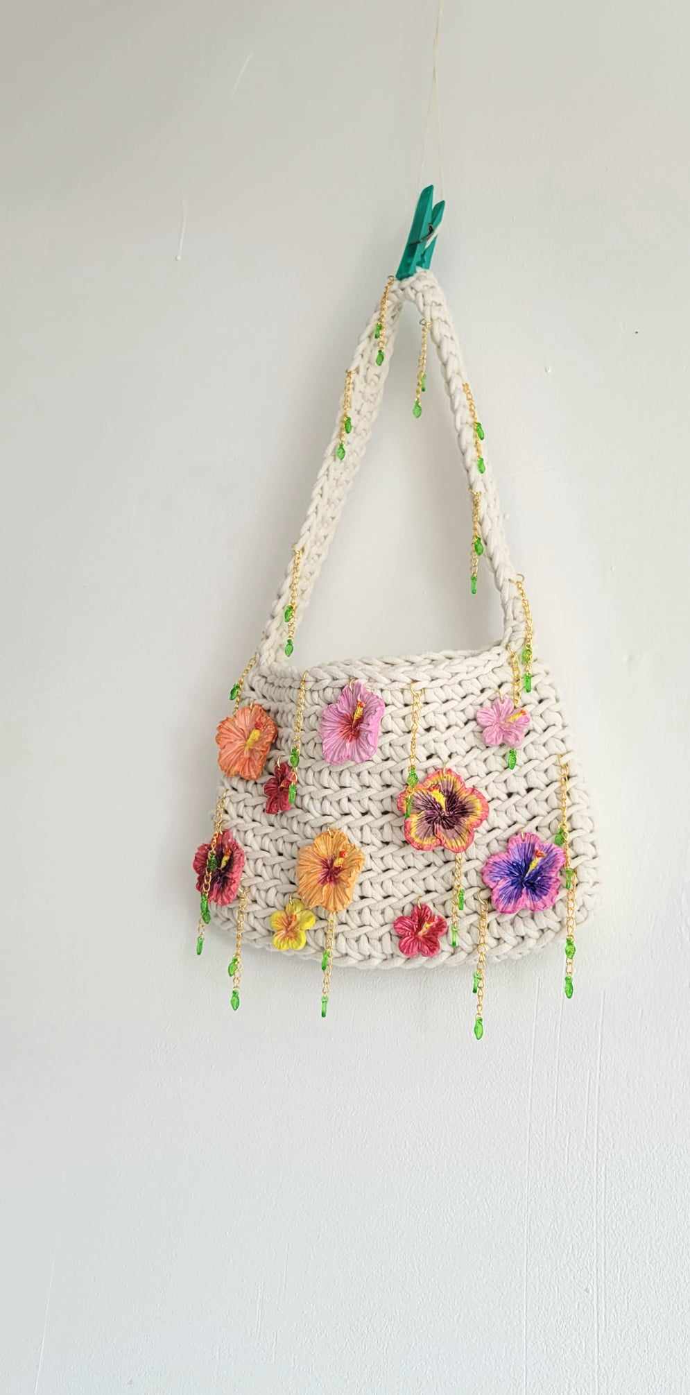 Charms Handpainted Hibiscus Bag