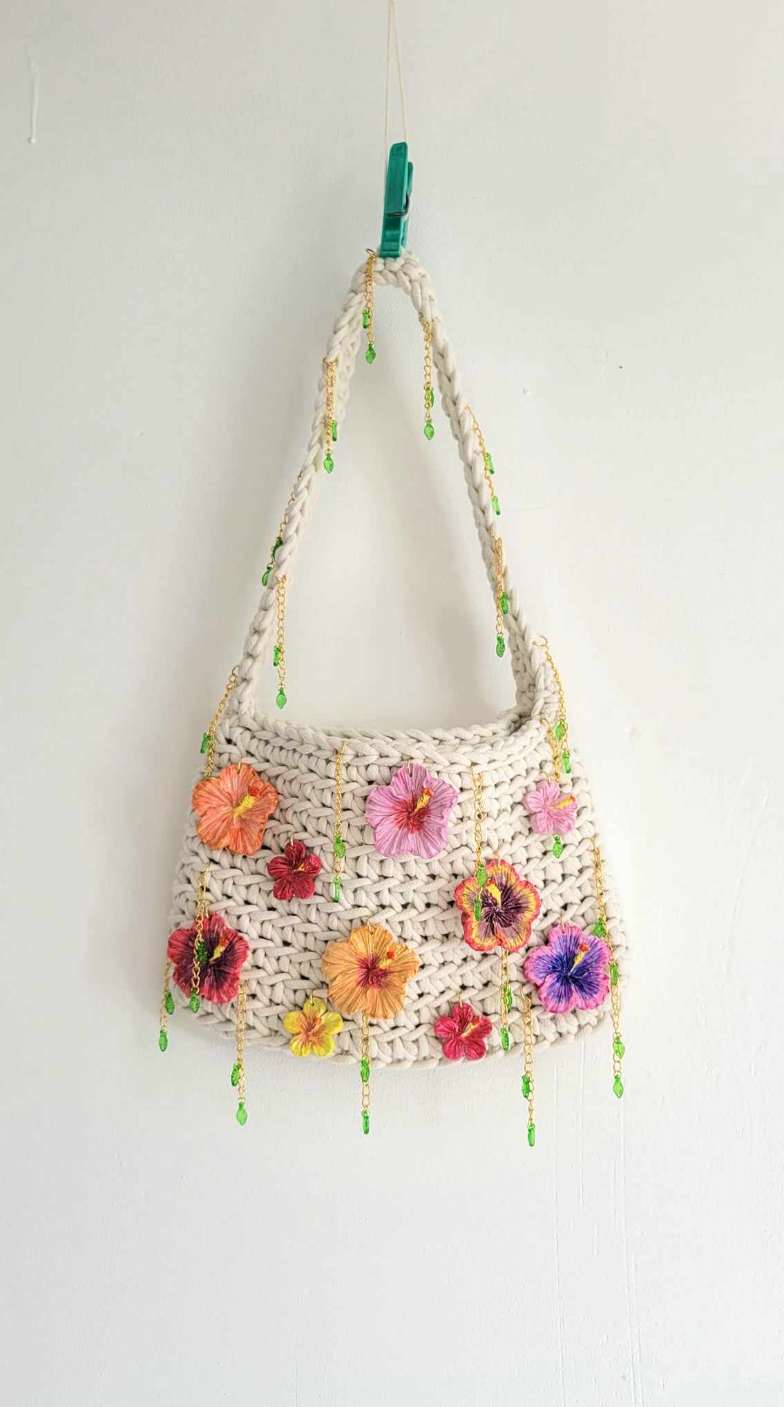 Charms Handpainted Hibiscus Bag