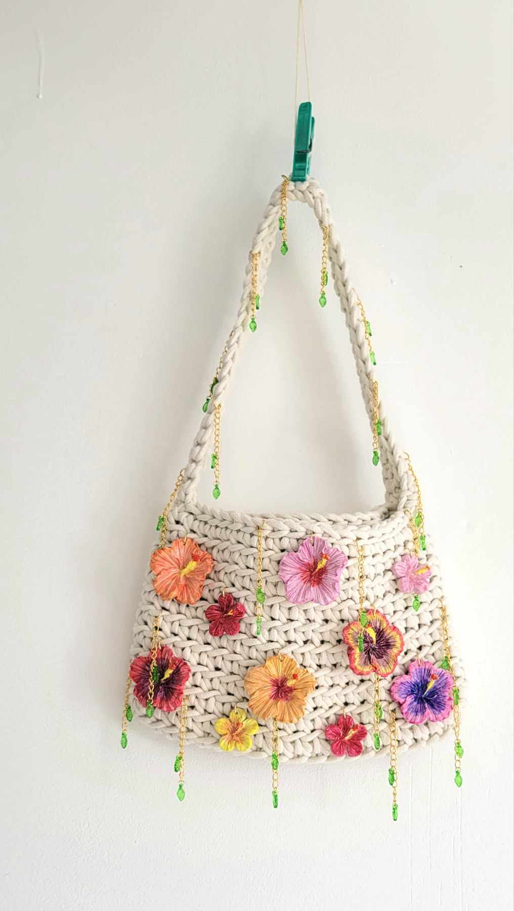 Charms Handpainted Hibiscus Bag