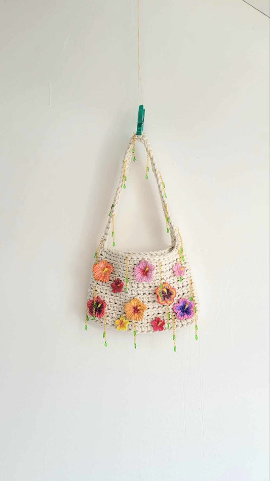 Charms Handpainted Hibiscus Bag