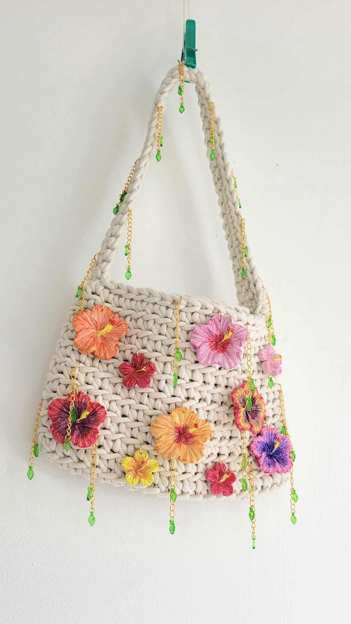 Charms Handpainted Hibiscus Bag