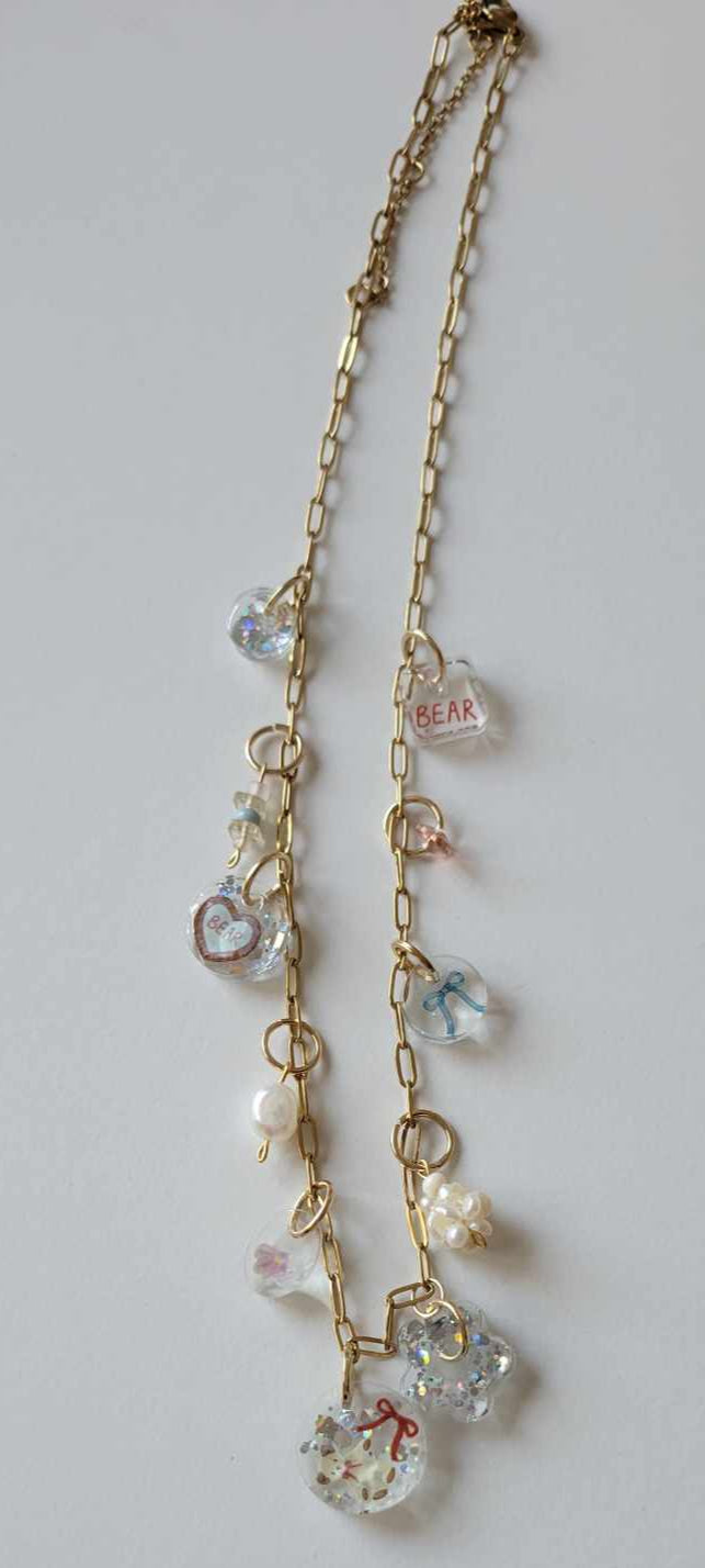 (New) Freshwater Pearls x Bear Charms Necklace