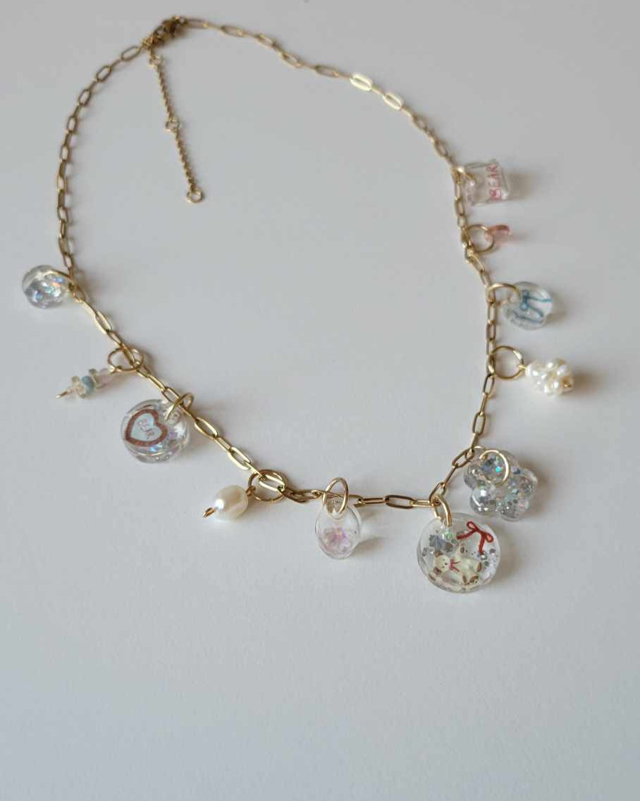 (New) Freshwater Pearls x Bear Charms Necklace