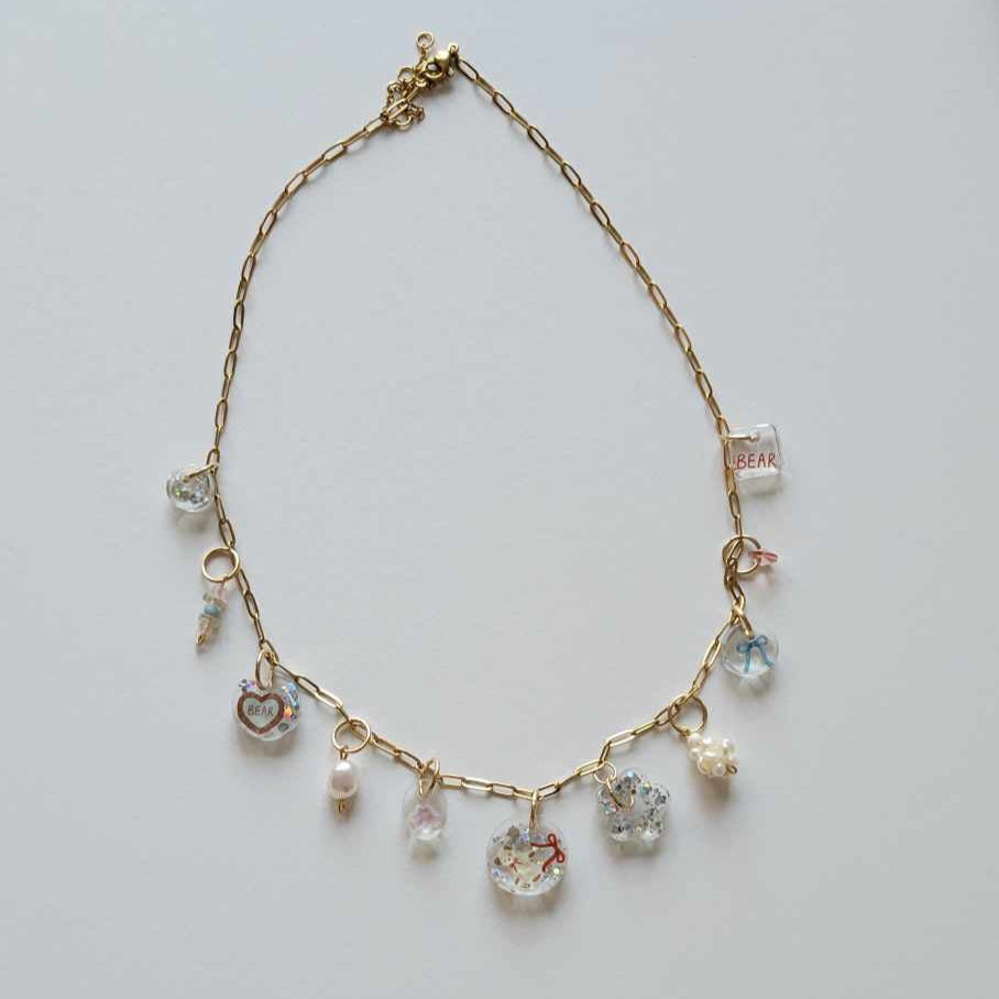 (New) Freshwater Pearls x Bear Charms Necklace