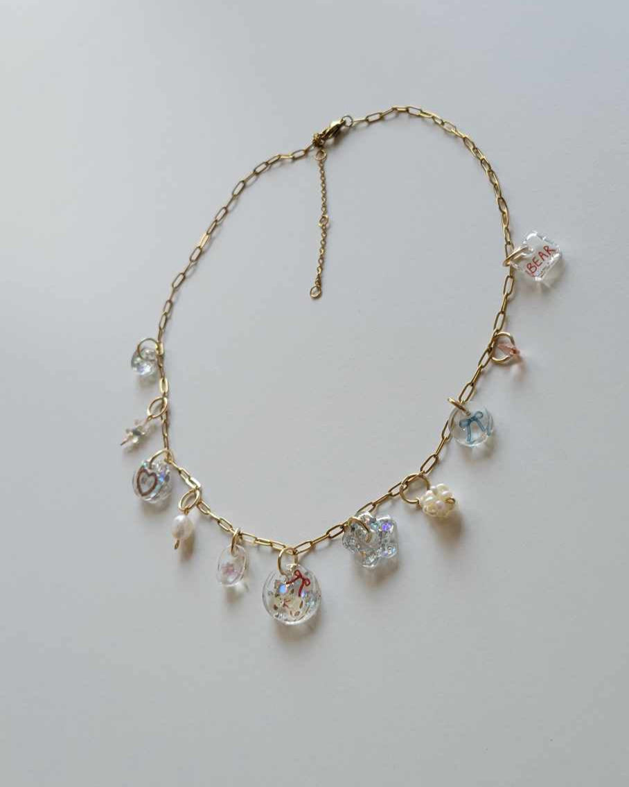 (New) Freshwater Pearls x Bear Charms Necklace